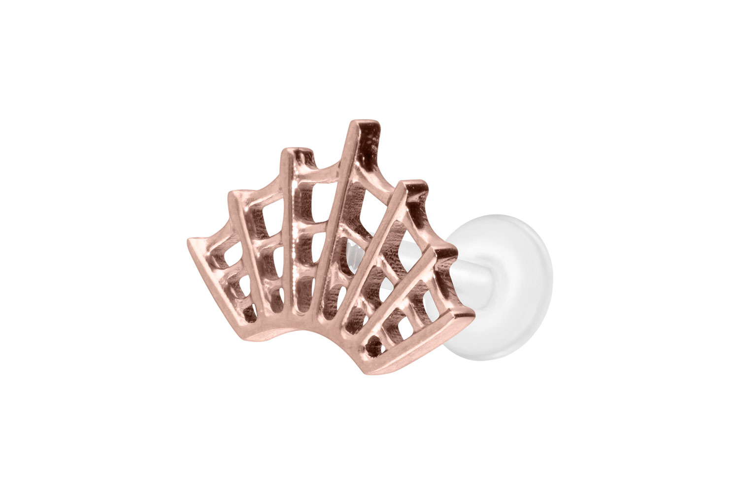 PTFE Labret Piercing mit Innengewinde + Titan-Aufsatz SPINNENNETZ